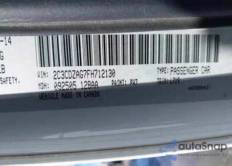 2015 Dodge Challenger Sxt z USA, uszkodzony, nr VIN 2C3CDZAG7FH712130